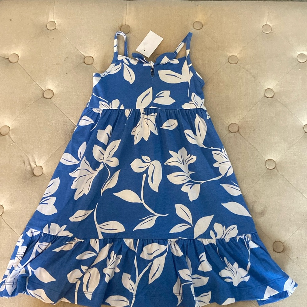 NWT Girls’ Printed Midi Dress Size 4 Blue and White